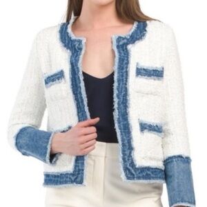 Nanette Lepore White Boucle and Denim Jacket - NWT